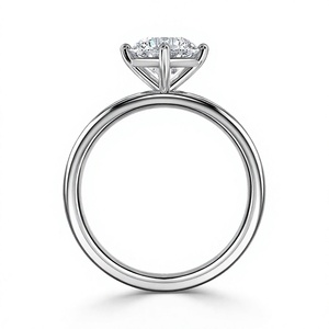 Anillo de Compromiso Solitario de Diamante Cultivado en Laboratorio de Corte Redondo de 4 Quilates con 4 Puntas en Oro Blanco de 14K, Fabricante Mayorista - Product Image 4