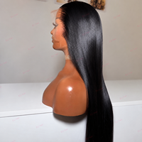Peluca de Cabello Humano de 40 Pulgadas, Peluca con Frente de Encaje sin Pegamento, Peluca Super Double Drawn, Peluca de Cabello Virgen Brasileño, Peluca con Frente de Encaje de Cabello Humano
