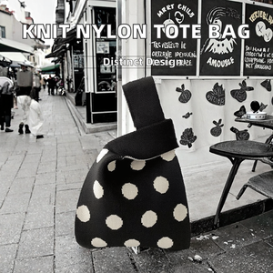 Fashion New Large Summer Knitted Polyester Shoulder Tote Bag <strong>with</strong> Open Closure Knit Dot Vest Handbag Custom Logo and PU <strong>Strap</strong> - Product Image 2