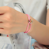 SongYi joyería de moda cuerda alambre vinculado 3 anillos cordón ajustable tejido mano de la suerte cuerda pulsera de satén de acero inoxidable