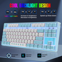 Redwingy L600 87 Key Mechanical Keyboard Hot Sublimation Key Cap Hot-swap Ergonomic 20 LED Lighting Wired Keyboard for Computer