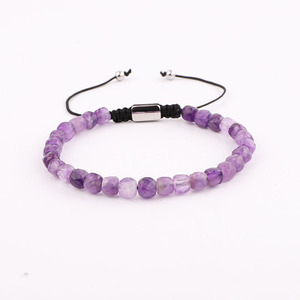 Chất Lượng Cao Đá Quý Bracelet 4 Mét Cube Mặt Tự Nhiên Tourmaline/Amethyst/ Labradorite Đá Hạt Macrame Bracelet Phụ Nữ - Product Image 6