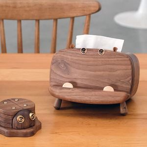 Wood Rectangular Facial <b>Tissue</b> Box Holder with Hinged Lid - Product Image 3
