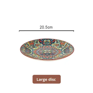 Набор керамической посуды в богемном стиле: ретро-тарелки, миски для риса, большие суповые миски, тарелки для коллег (для использования в офисе/на работе) - Product Image 6