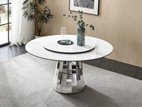 Socle de table à manger en acier inoxydable sur mesure, poli miroir, pour plateau de table en marbre ou pierre frittée