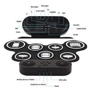 Juego <span class=keywords><strong>de</strong></span> <span class=keywords><strong>tambor</strong></span> electrónico <span class=keywords><strong>de</strong></span> mano, 7 almohadillas con altavoz doble, 7 estilos <span class=keywords><strong>de</strong></span> batería, 6 ritmos, 10 canciones <span class=keywords><strong>de</strong></span> demostración, almohadilla <span class=keywords><strong>de</strong></span> práctica portátil, <span class=keywords><strong>tambor</strong></span> - Product Image 2