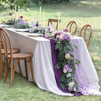Guirlande de fleurs violettes personnalisée en mousse de soie, roses artificielles, lianes florales, chemins de table pour mariage, décoration extérieure