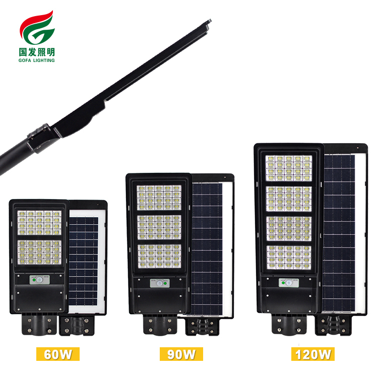 Farola Solar Led todo en uno con Sensor de movimiento integrado para exteriores de jardín