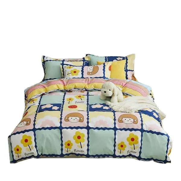 Dệt may nhà tùy chỉnh 100% bông Khăn trải giường lụa Duvet Đặt tất cả các mùa mềm mại và ánh sáng Nữ Hoàng Kích thước bộ đồ giường Comforter Bộ