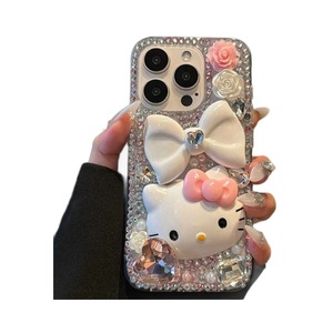 Cao cấp Rhinestone Bow Hello/Kitty trường hợp bảo vệ, thích hợp cho iPhone 15 14 13 12 11, với chức năng bảo vệ đầy đủ sang trọng - Product Image 1