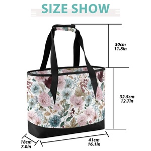 Sacs isothermes à fermeture éclair avec doublure en PEVA, motif floral, faible MOQ, grande capacité, portables, impression à la demande, sacs de pique-nique écologiques - Product Image 4