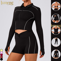 Ensemble de yoga 5 pièces pour femmes : veste / leggings / soutien-gorge de sport / débardeur / short, tenue de sport, vêtements de sport pour femmes