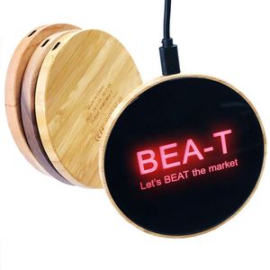 Cargador Inalámbrico de Bambú con Logotipo Personalizado, Impresión UV, 15W 10W 5W, Base de Carga con Conector Tipo-C, Diseño Moderno para Teléfono - Product Image 1