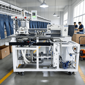 Machine à coudre industrielle programmable Pocket Setter, moteur haute vitesse 2800 tr/min, engrenage pour une productivité accrue, avec couvercle de protection - Product Image 1