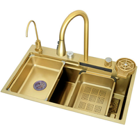 Évier de cuisine moderne de luxe à cuve unique multifonctionnel en acier inoxydable SUS304 avec robinet, lave-verre et égouttoir – Ensemble complet