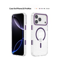 Coque de protection magnétique transparente anti-chute avec cadre d'objectif color-block pour iPhone 18 Pro, compatible avec iPhone 17, 16, 15, 14, 13