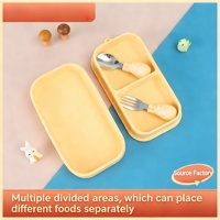 Boîte à lunch de voyage en silicone grande capacité XHJ pour enfants, avec base à ventouse, anti-fuite, sans BPA, pour bébés de plus de 12 mois