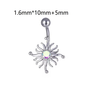 Bauchnabelpiercing aus 316L Chirurgenstahl mit Explodierendem Sonnenmotiv und AB-Stein - Product Image 5
