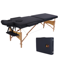 Table de massage pliable traditionnelle en bois de hêtre, réglable, en cuir PU durable, facile à transporter, éponge haute densité pour salon de beauté