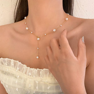 <span class=keywords><strong>Collier</strong></span> simple coréen à pampilles, <span class=keywords><strong>collier</strong></span> en acier inoxydable, bijoux élégants, <span class=keywords><strong>collier</strong></span> de perles étoiles pour femmes et filles - Product Image 1