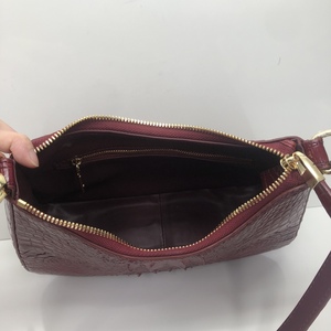 Sac à bandoulière pour femme tendance, 100% cuir de crocodile, fermeture à glissière, bandoulière simple, couleur bordeaux, toutes saisons, usage quotidien - Product Image 2