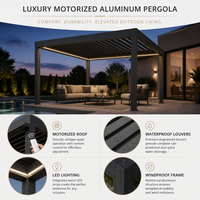 Pergola de luxe en aluminium pour extérieur, toit à lames motorisées, imperméable, revêtement poudré, rétractable, avec éclairage LED intégré, pour jardin et terrasse