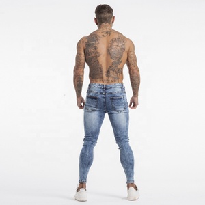 Gingtto Fade Blue Ripped Jeans Skinny Fit da uomo caviglia Fit abbigliamento uomo danni alla moda Jeans Super Fly pantaloni <span class=keywords><strong>Jens</strong></span> da uomo - Product Image 5