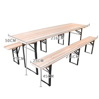 220/200/180cm Ensemble de table à bière pliante en bois de sapin de haute qualité Table à bière pliante en acier et bancs