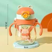 Portable bébé paille bouteille d'eau poignées sangle dessin animé motif sans BPA silicone PP matériel enfant en bas âge tasse pour l'école 0-12 mois