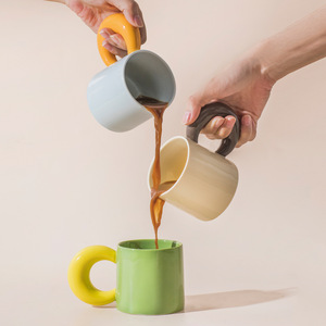 Creative Contrast Color Moon Handle <b>Mug</b> Nordic Office <b>Ceramic</b> <b>Mug</b> for Coffee and Tea - Product Image 2