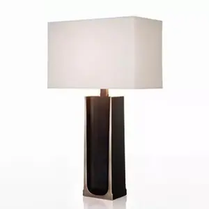 Contemporary Simple Resin Base E27 Fabric Lampshade Modern Hotel Bedside Lamp Table Light