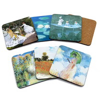 Sous-verres en MDF personnalisés avec logo imprimé, sous-verres ronds et carrés en liège, sous-verres en bois de 4 pouces pour boissons, vente en gros de cadeaux souvenirs