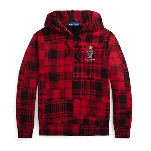 Groothandel Hoge Kwaliteit Unisex Pullover Rode Oversized Hoodie Sweatshirts Big Warm Plaid Hoodies Voor Mannen
