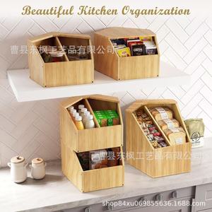 Wooden Fruit And <b>Vegetable</b> Storage Box Rectangular Compartmentalized Kitchen Countertop Desktop Food Container - Product Image 3