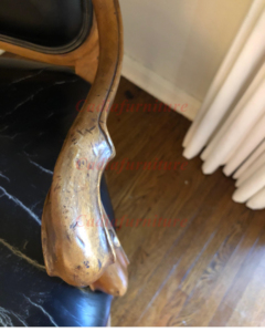 Fauteuils d'époque <span class=keywords><strong>Louis</strong></span> <span class=keywords><strong>XV</strong></span> sculptés en cuir noir véritable Fauteuils de salon classiques du XVIIIe siècle - Product Image 4