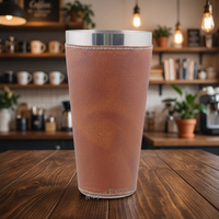 Set Shaker Bar Boston Berbahan Kulit Vintage Ramah Lingkungan dengan Lapisan Baja Tahan Karat, Kapasitas 750mL, untuk Pesta, Hotel, Restoran, dan Bar