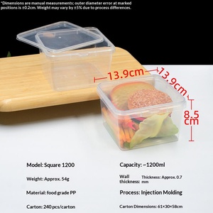 Boîte de rangement en plastique PP épais de qualité alimentaire, conteneur à emporter polyvalent de 1200ml, pour tiramisu, fruits acidulés et aliments secs - Product Image 6
