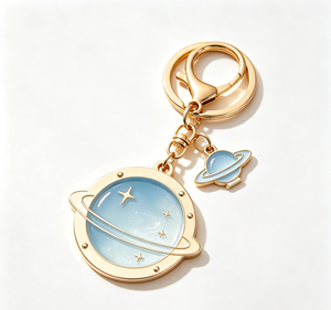 Space Planet Keychain Enamel <b>Key</b> <b>Ring</b> Stainless Steel Pendant Cartoon Charm for Gift and <b>Bag</b> Accessory - Product Image 3