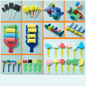 Ensemble de brosses d'apprentissage précoce pour enfants, brosses en éponge en mousse, outils de <span class=keywords><strong>dessin</strong></span> pour enfants, rouleau à fleurs, tampon, bricolage, outils d'art - Product Image 1