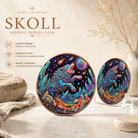 Pièce de monnaie en cuivre pur 999 de 5 oz, série animale mythologie nordique, colorée, en relief, cadeau créatif, édition de collection UV