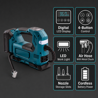 Gonfleur de pneus sans fil, pompe à air numérique LCD pour voiture, moto, vélo, lampe de travail LED portable, alimenté par batterie