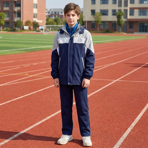 Conjunto de Uniforme Escolar 521005M para Primaria y Secundaria, Traje Deportivo de Invierno de 3 Piezas con Capucha Azul Marino Personalizado - Product Image 6