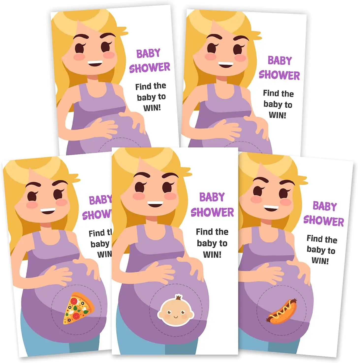 Scratch Off Lottery Ticket Raffle Cards Baby Shower Game - Raffle Tickets 4 Winners Cards and 4 Different Loser Cards Designs
