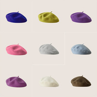 Landfond accessoire automne et hiver laine béret chapeau fille couleur unie mode tricoté chapeau