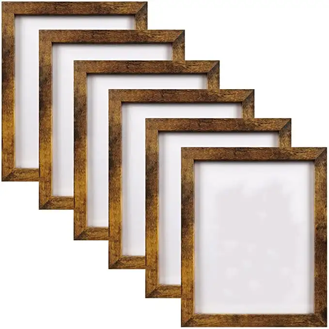 Marcos de dibujo de bambú, 8x10, marrón, juego de 6 imágenes de exhibición, 5x7 con estera o 8x10 sin estera, gran oferta