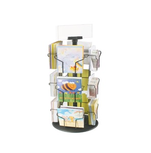 Présentoir pour cartes cadeaux Présentoir pour cartes postales en métal rotatif Présentoir pour cartes postales de Noël en fil métallique - Product Image 3