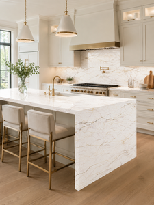 UNION <b>STONE</b> Calacatta Celestial Quartz <b>Artificial</b> Big Slab Eco-Friendly Anti-pollution Waterproof Modern Design Kitchen Wall - Product Image 1