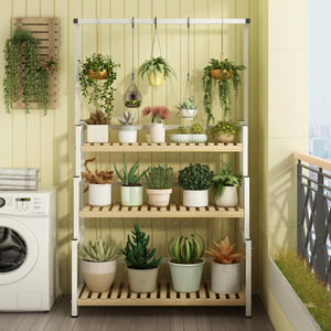 Support à fleurs/étagère à plusieurs niveaux, adapté aux balcons, aux salons, aux rebords de fenêtre et à une utilisation en intérieur ; fabriqué en fer forgé et - Product Image 3