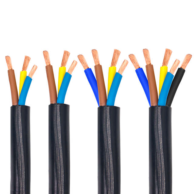 Wholesale Copper 2 3 4 5 Core Electric Cable Wire Multicore RVV NYY, 0.75 1 1.5 4 6 mm H05vvf Power Cord Cables