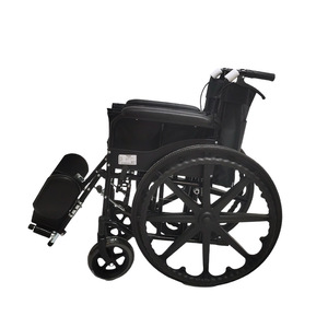 Fauteuil roulant manuel 24 pouces avec pneus solides en PU sans air, en acier carbone noir, léger, pliable, confortable pour personnes âgées et handicapées - Product Image 3